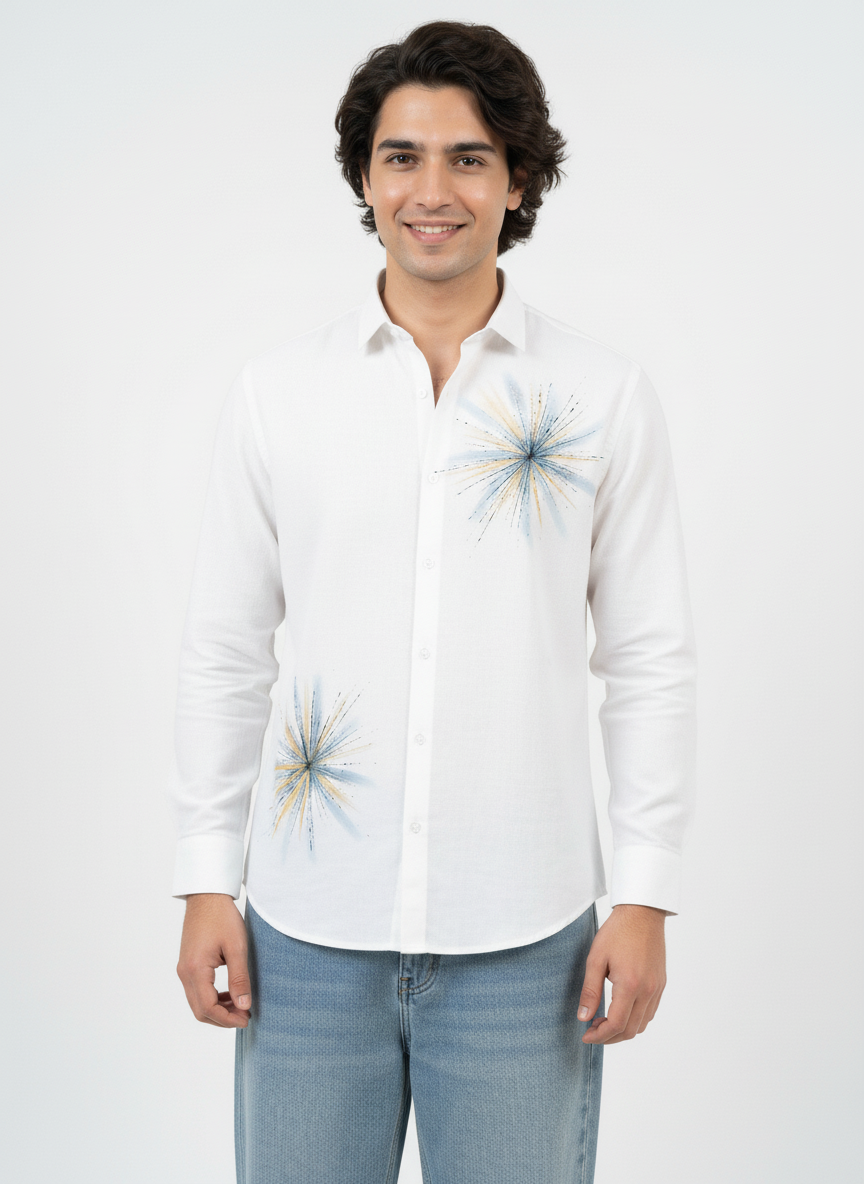 Men's Starburst Graphic Print Casual Shirt
