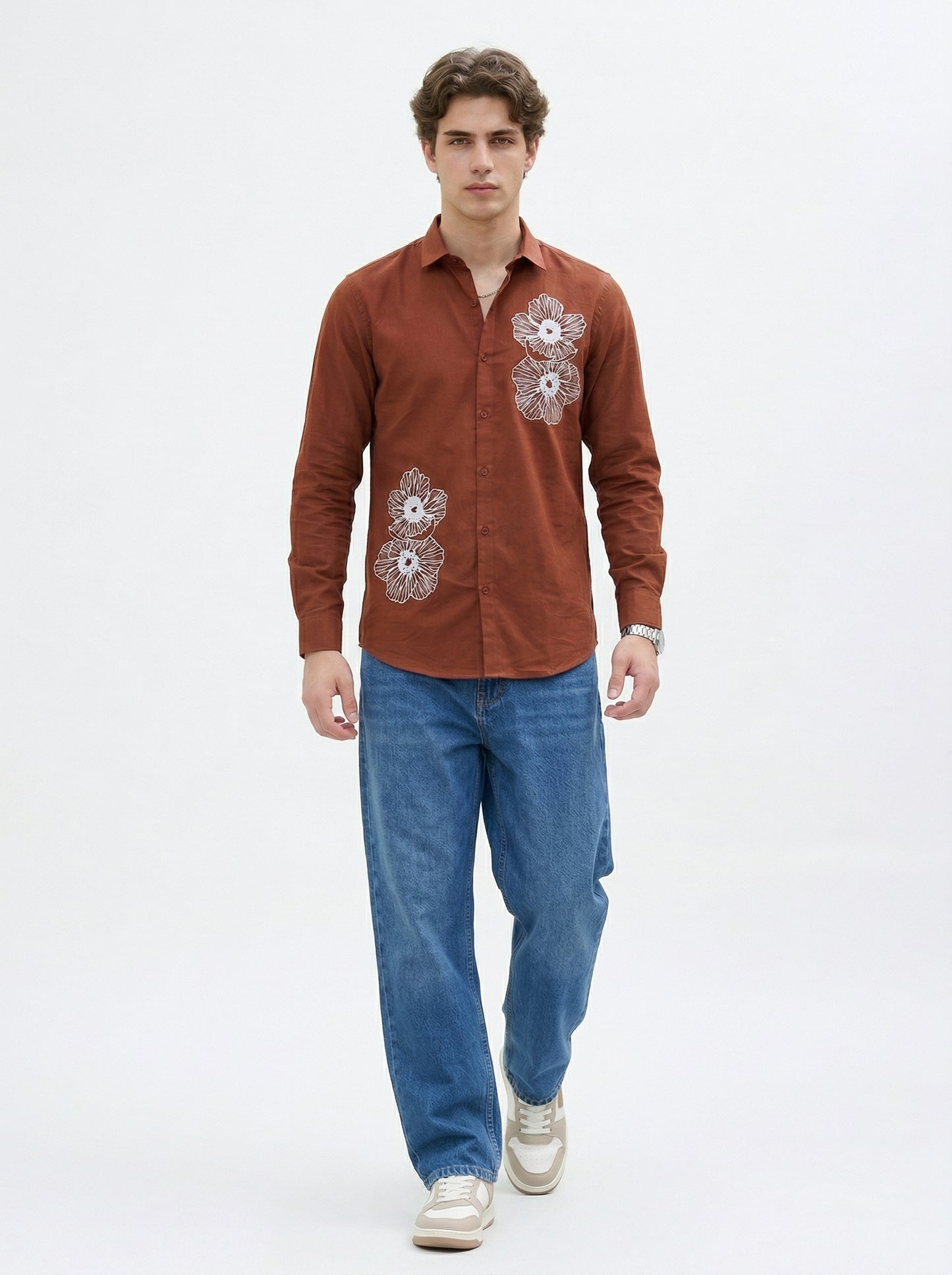 Men's Floral Graphic Print Casual Shirt