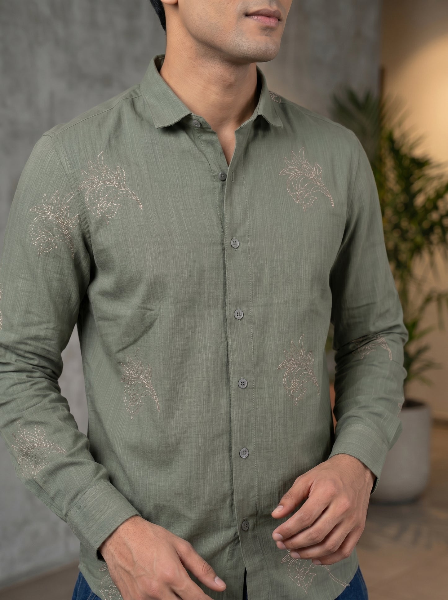 Vibe Craft Premium Botanical Print Casual Shirt for Men