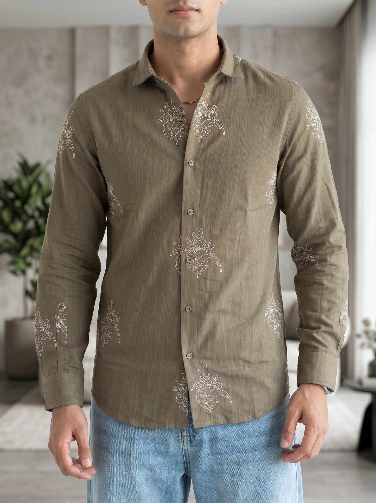 Vibe Craft Premium Botanical Print Casual Shirt for Men