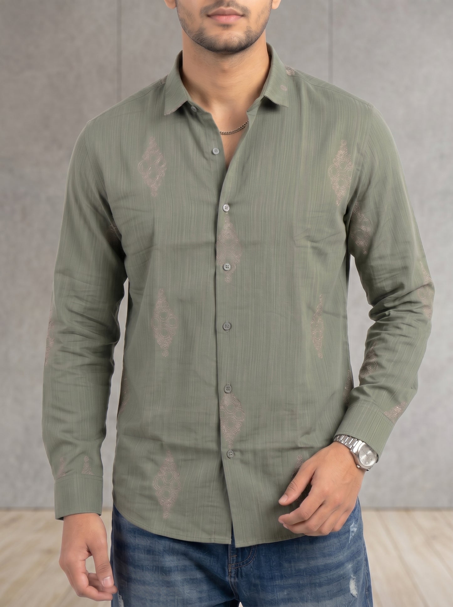 Vibe Craft Spiral Print Premium Textured Shirt for Men