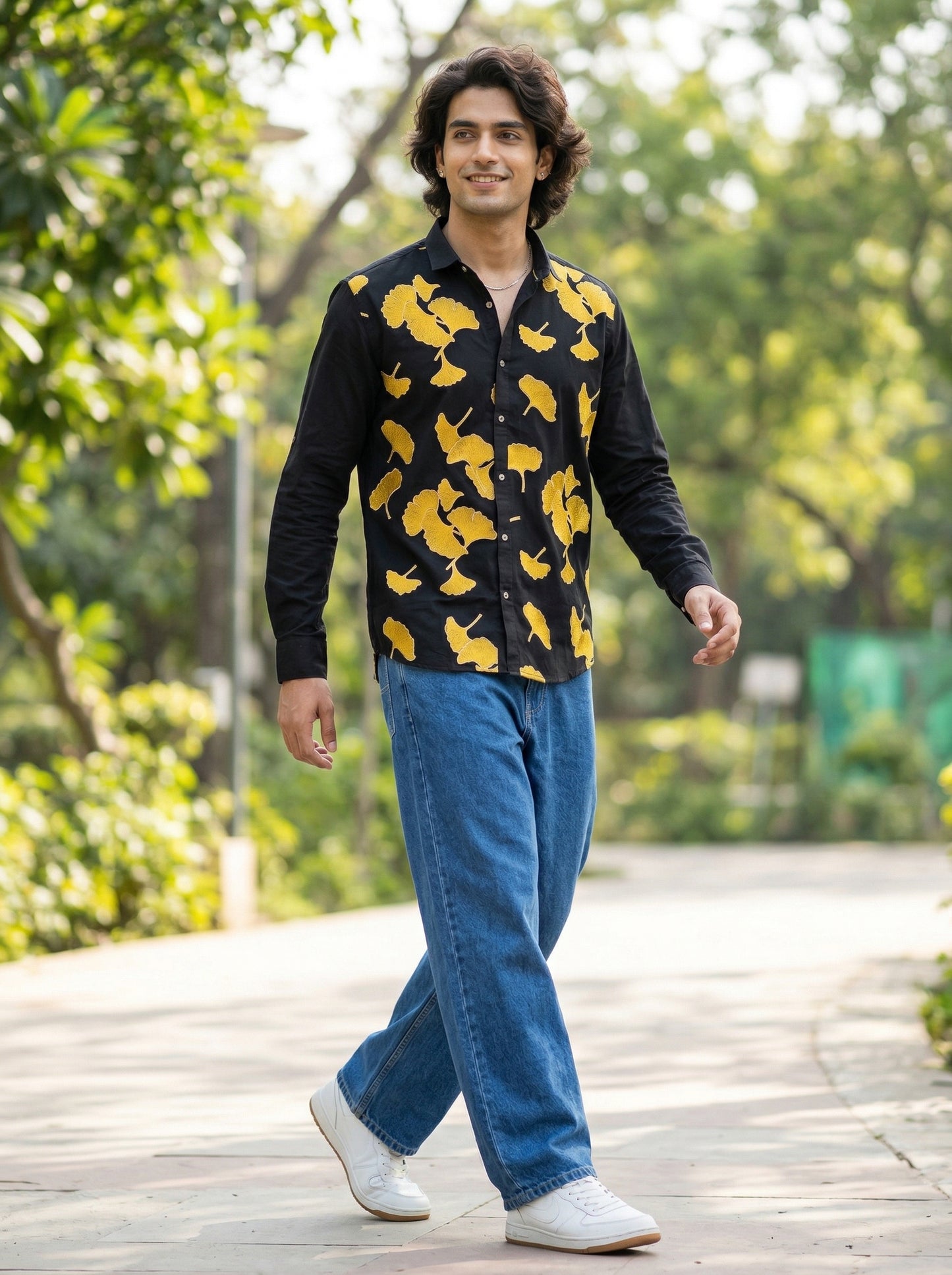 Men’s Geometric Embroidered Premium Shirt