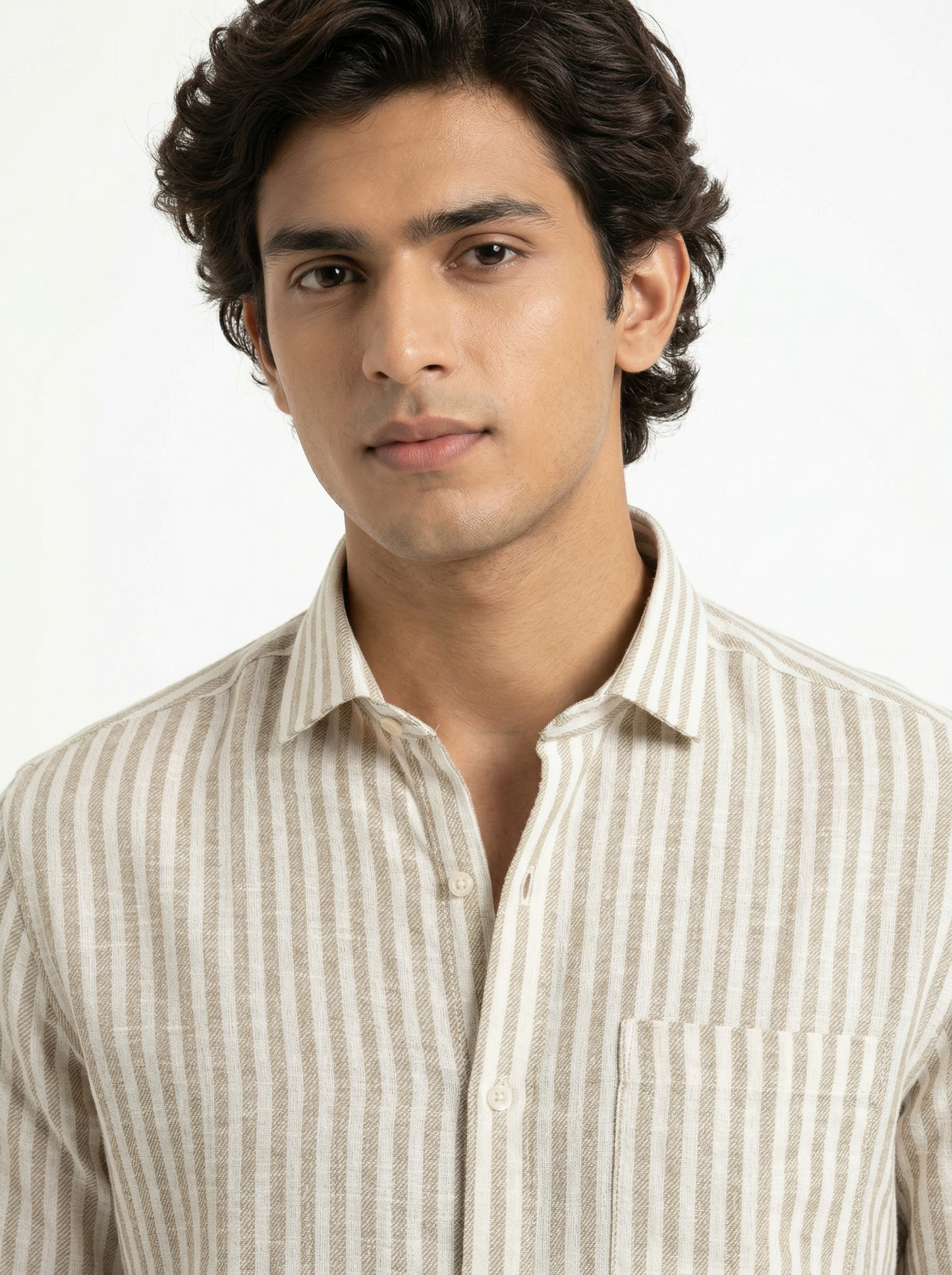 Men’s Vertical Striped Premium Cotton Linen Shirt