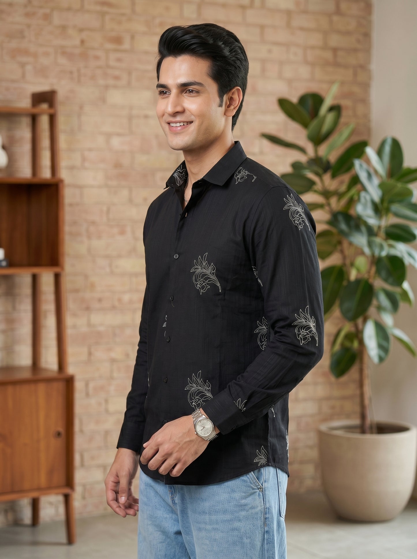Vibe Craft Premium Botanical Print Casual Shirt for Men