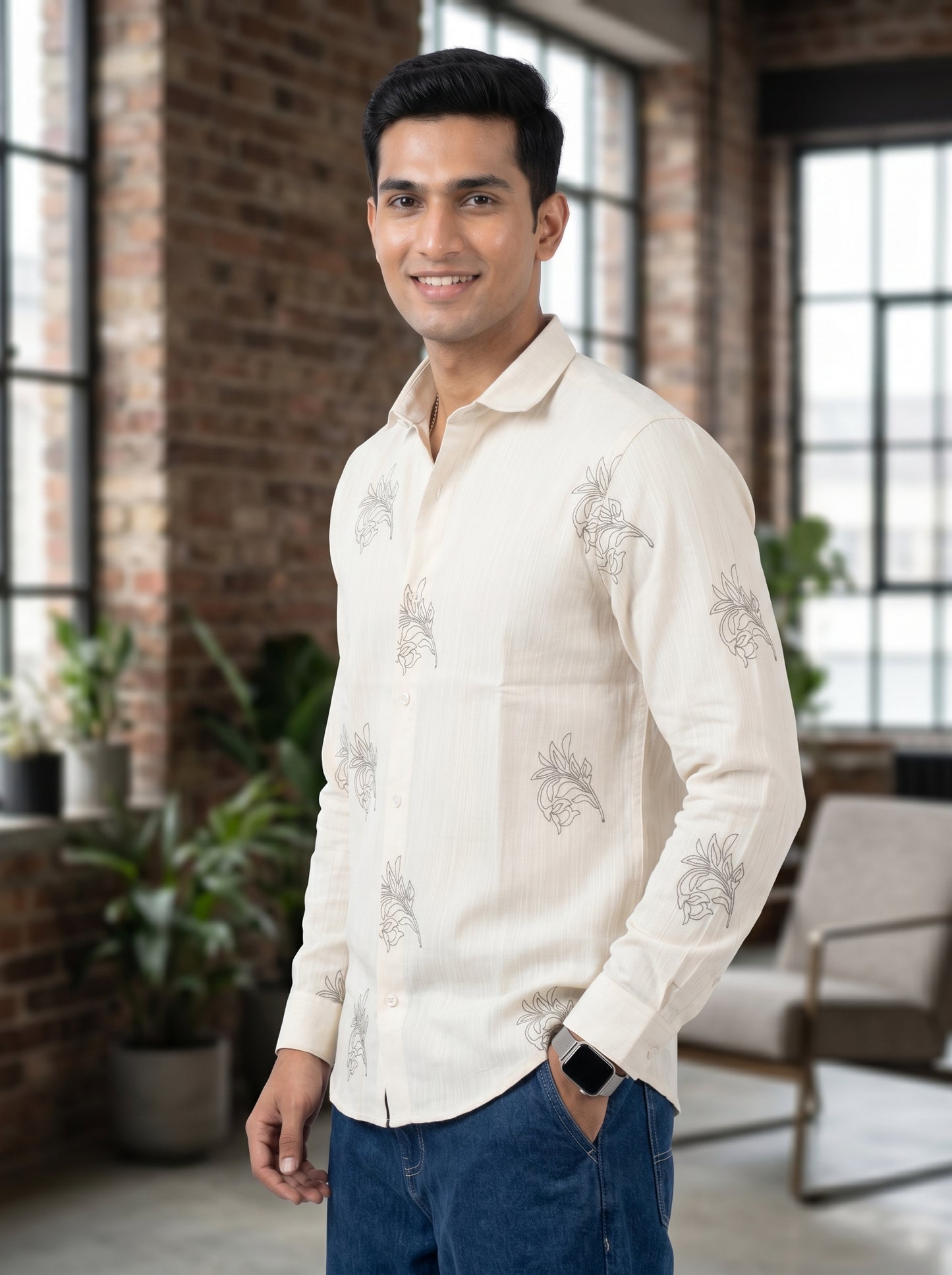 Vibe Craft Premium Botanical Print Casual Shirt for Men