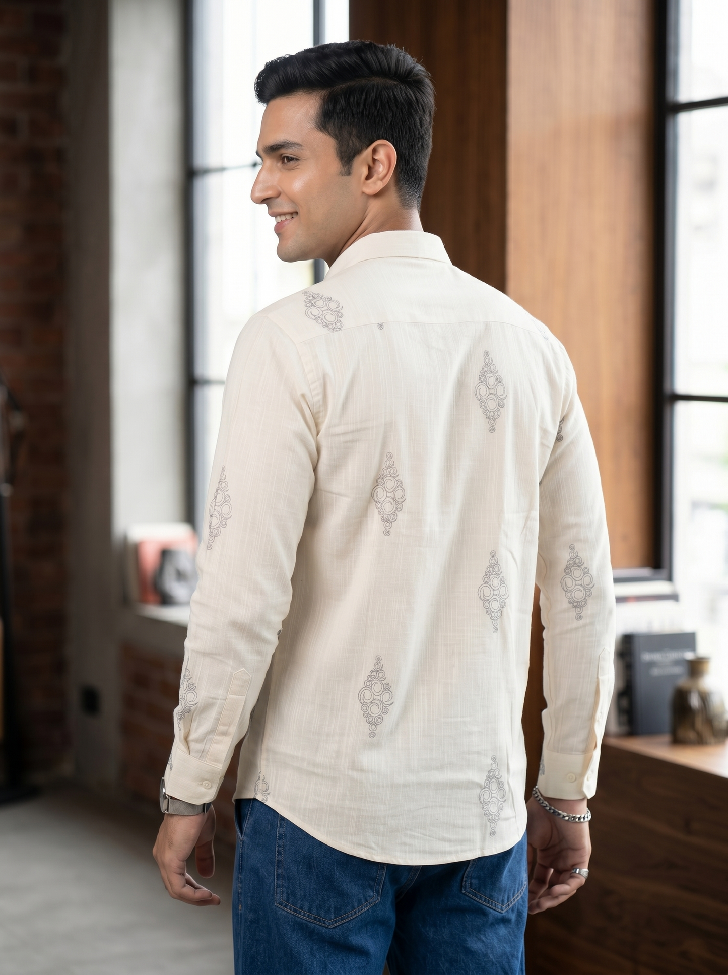 Vibe Craft Spiral Print Premium Textured Shirt for Men