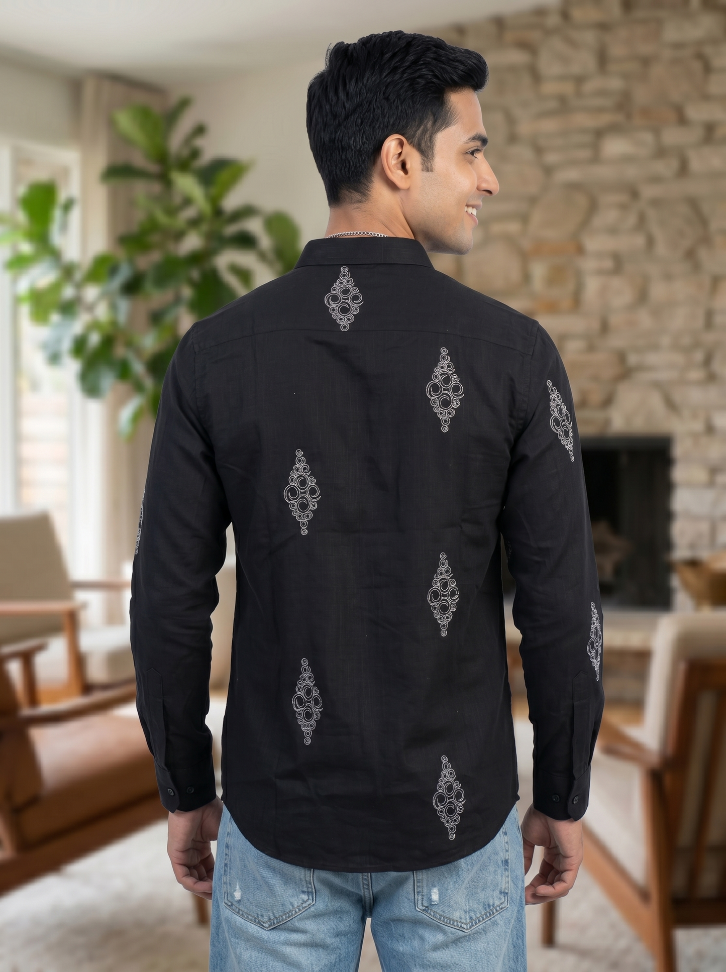 Vibe Craft Spiral Print Premium Textured Shirt for Men