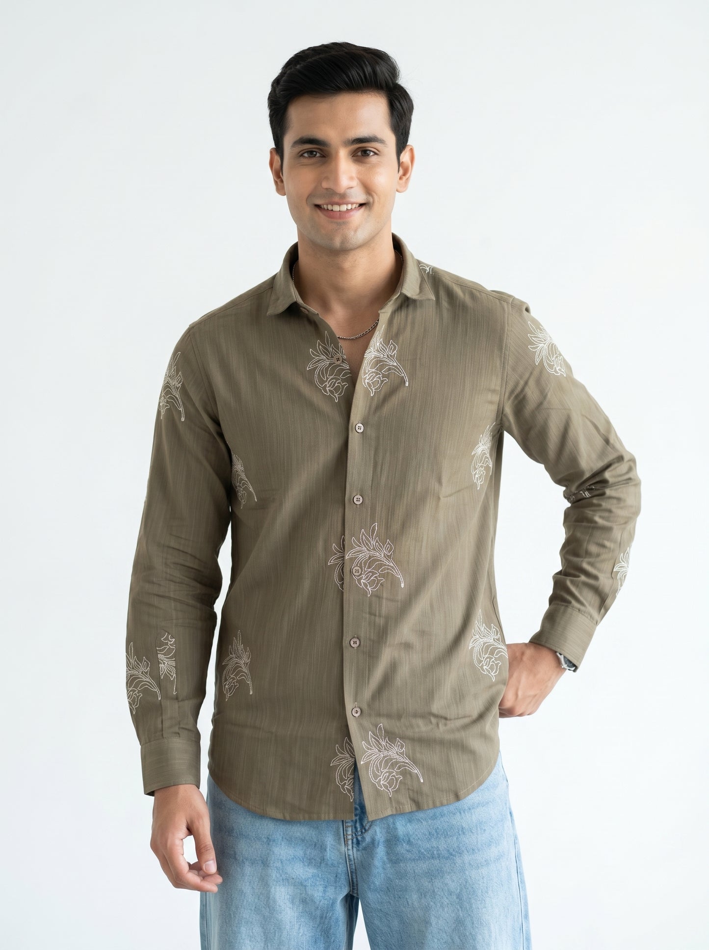 Vibe Craft Premium Botanical Print Casual Shirt for Men