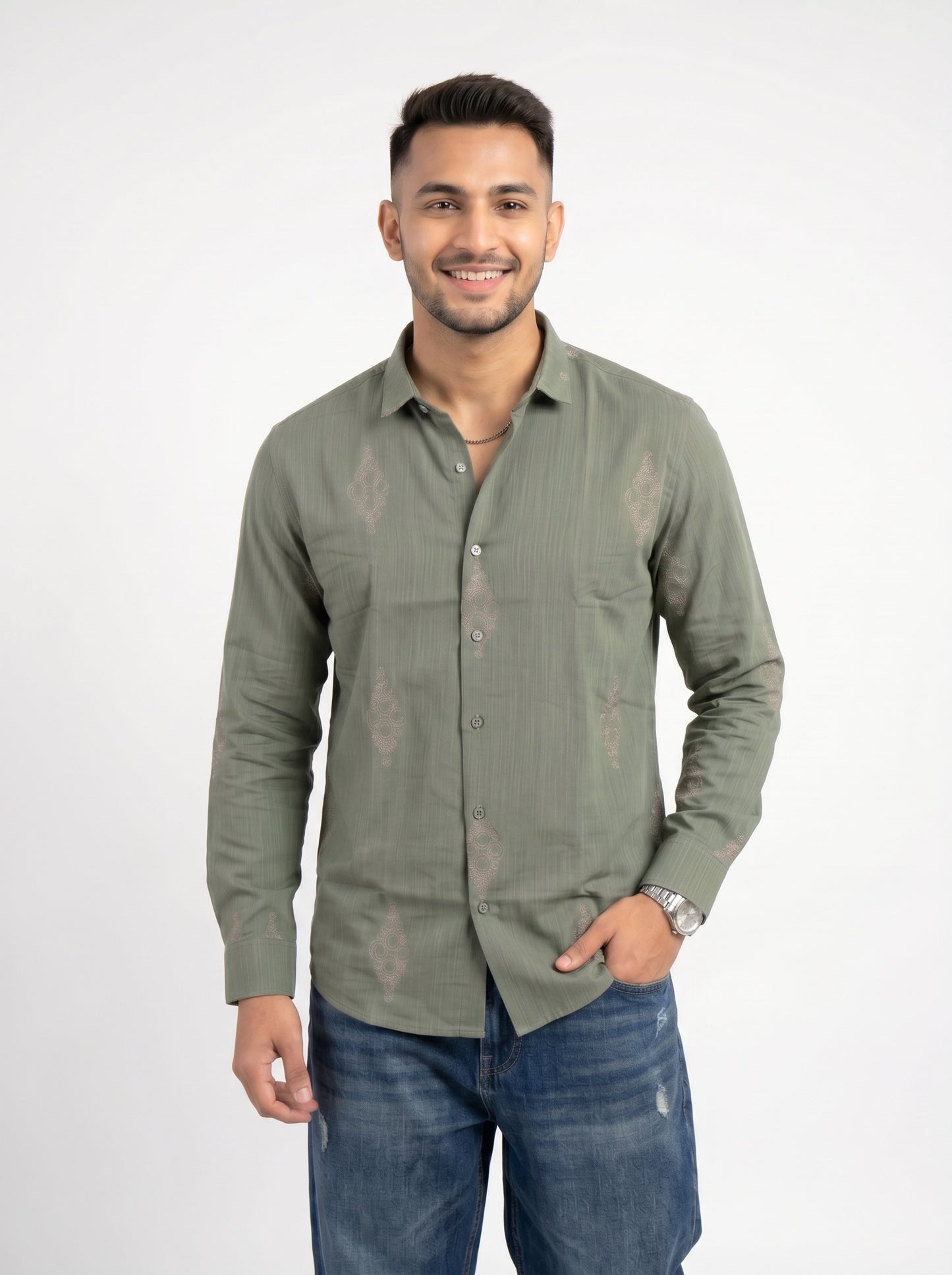 Vibe Craft Spiral Print Premium Textured Shirt for Men