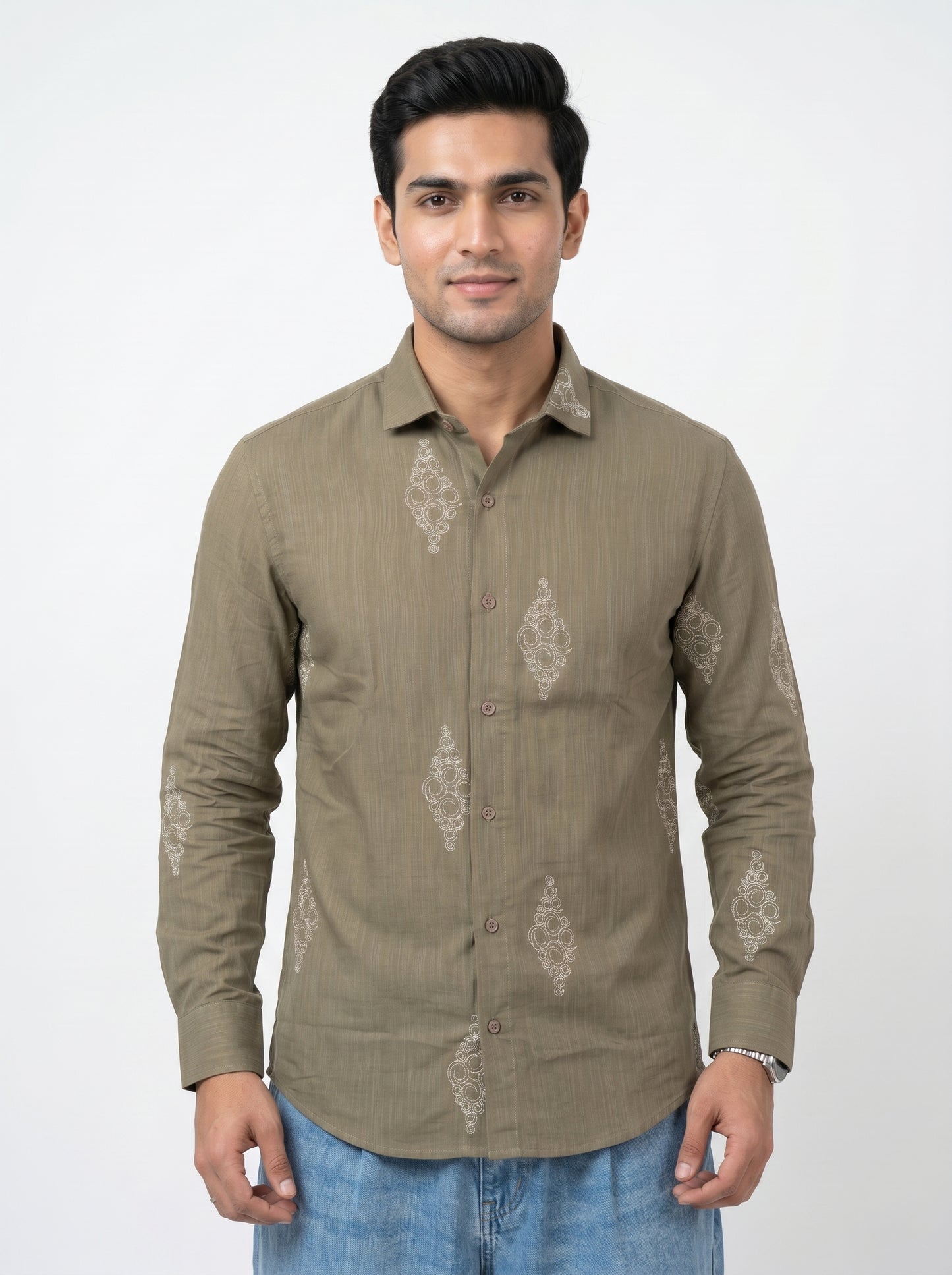 Vibe Craft Spiral Print Premium Textured Shirt for Men