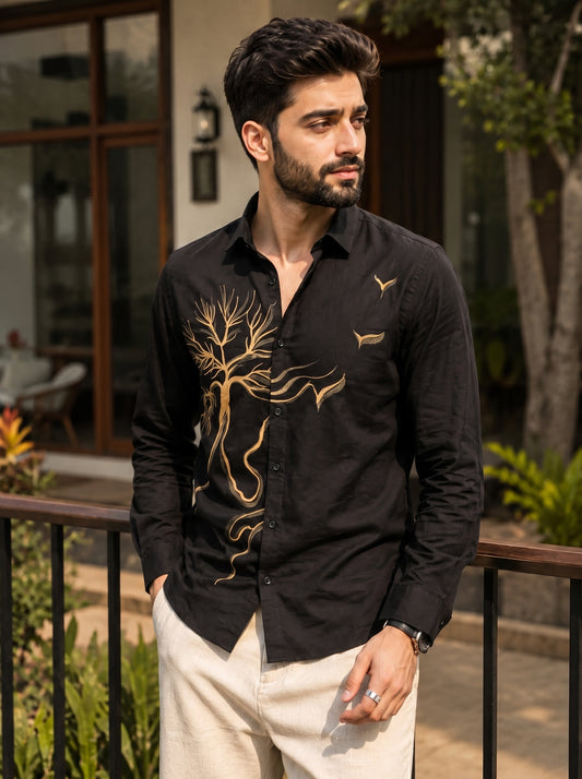 Men's Tree Graphic Print Premium Casual Shirt