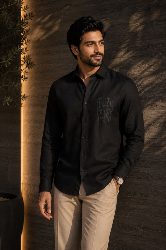 Minimal Embroidery Men's Shirt