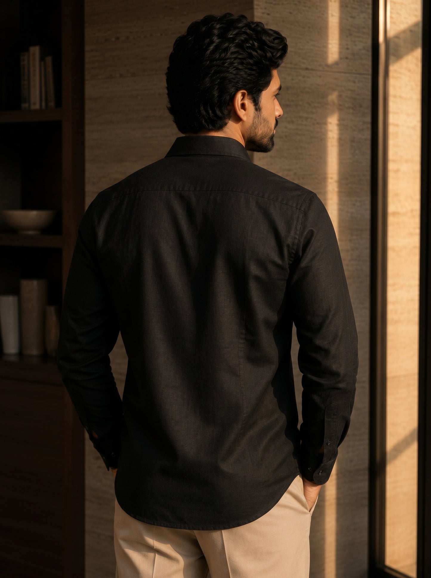 Minimal Embroidery Print Men's Shirt