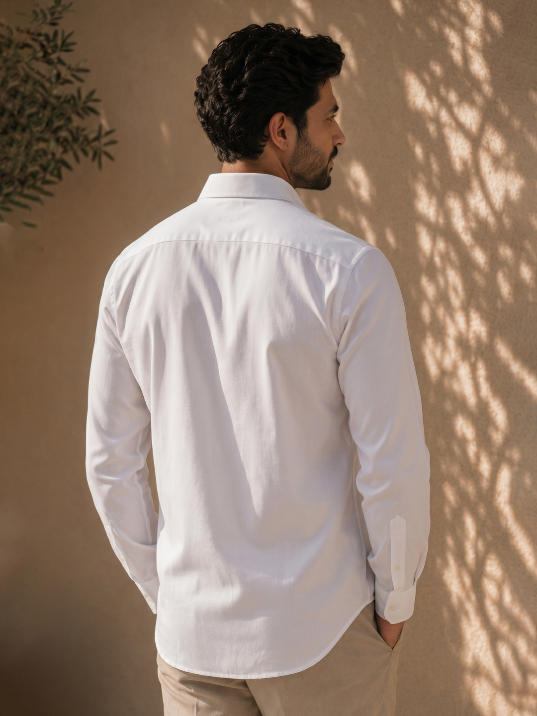 Minimal Embroidery Print Men's Shirt