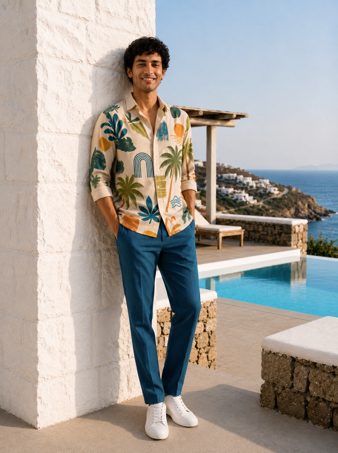Tropical Resort Print long sleeve Shirt
