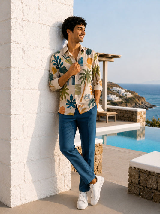 Tropical Resort Print long sleeve Shirt