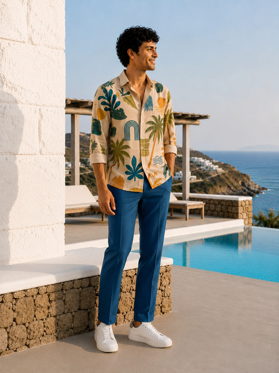 Tropical Resort Print long sleeve Shirt