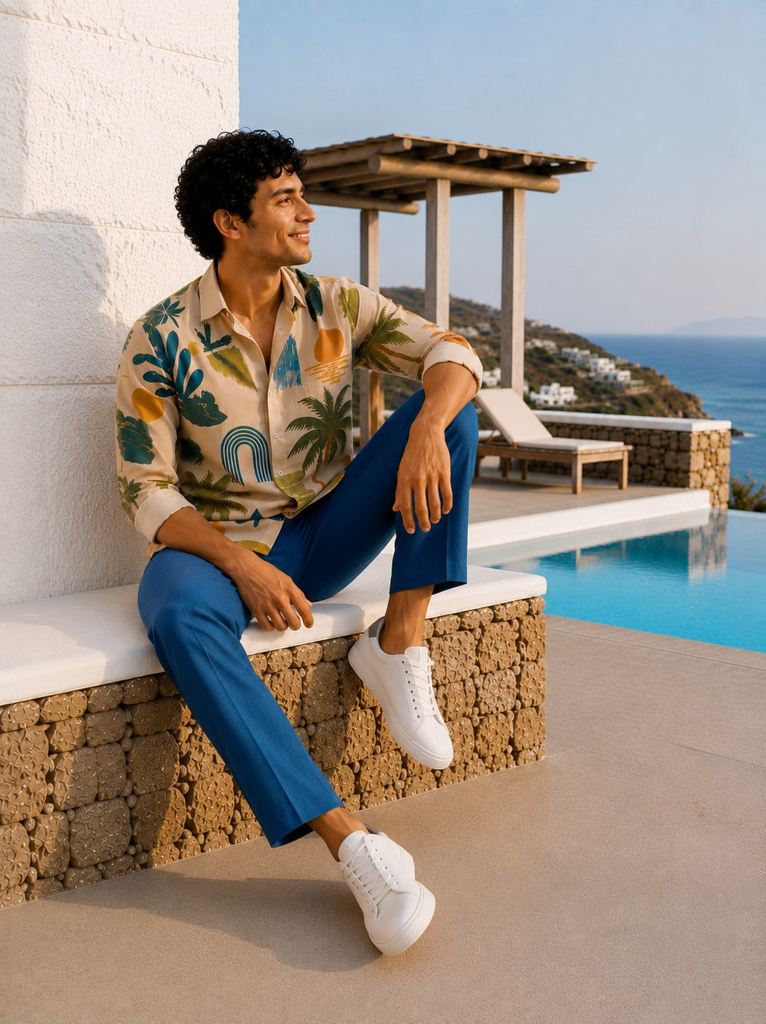 Tropical Resort Print long sleeve Shirt