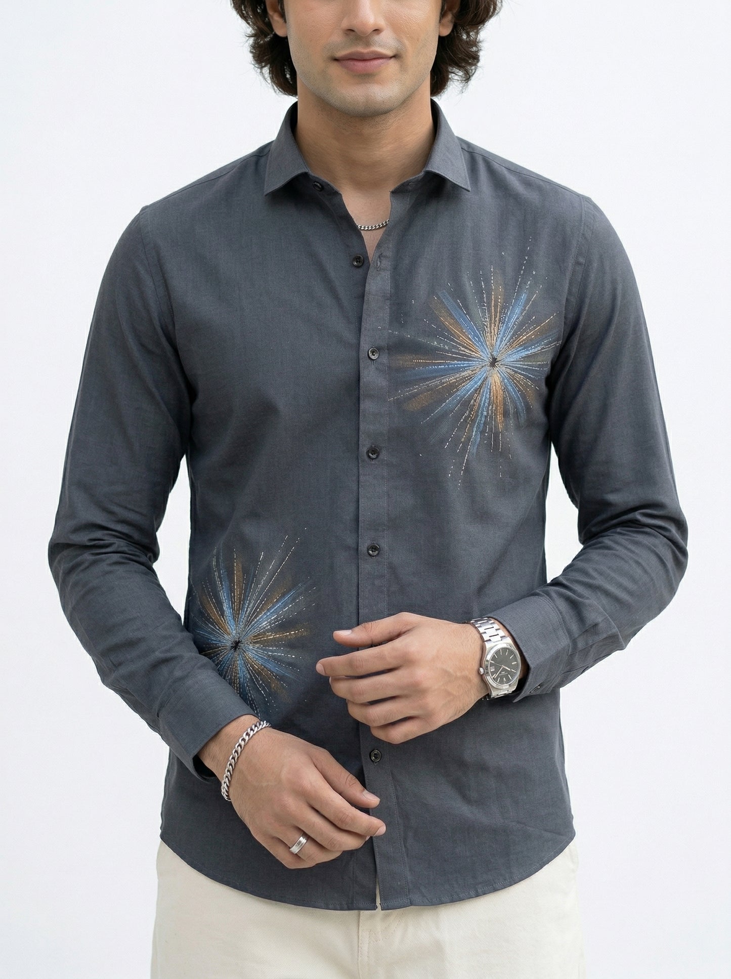 Men's Starburst Graphic Print Casual Shirt