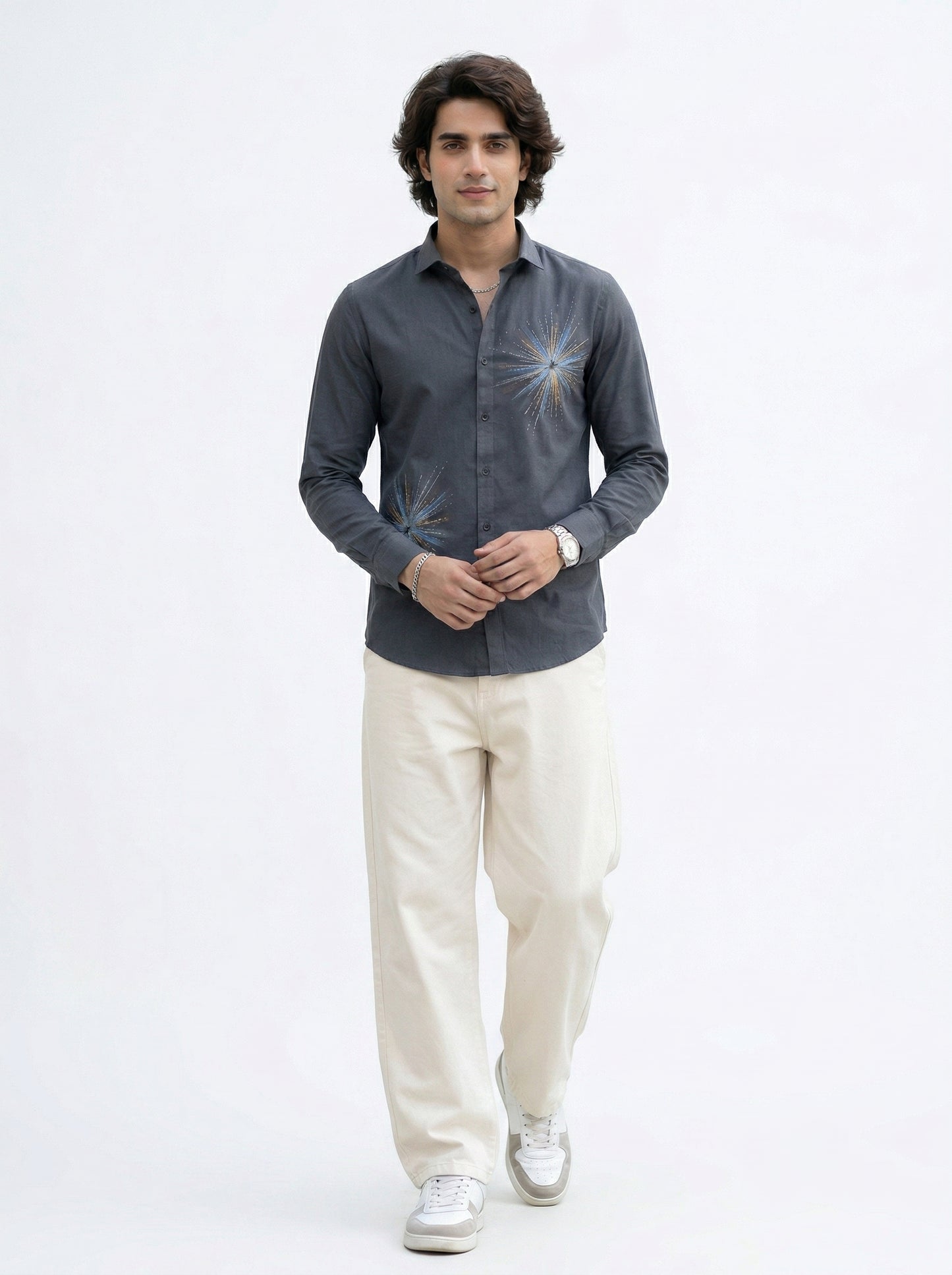 Men's Starburst Graphic Print Casual Shirt