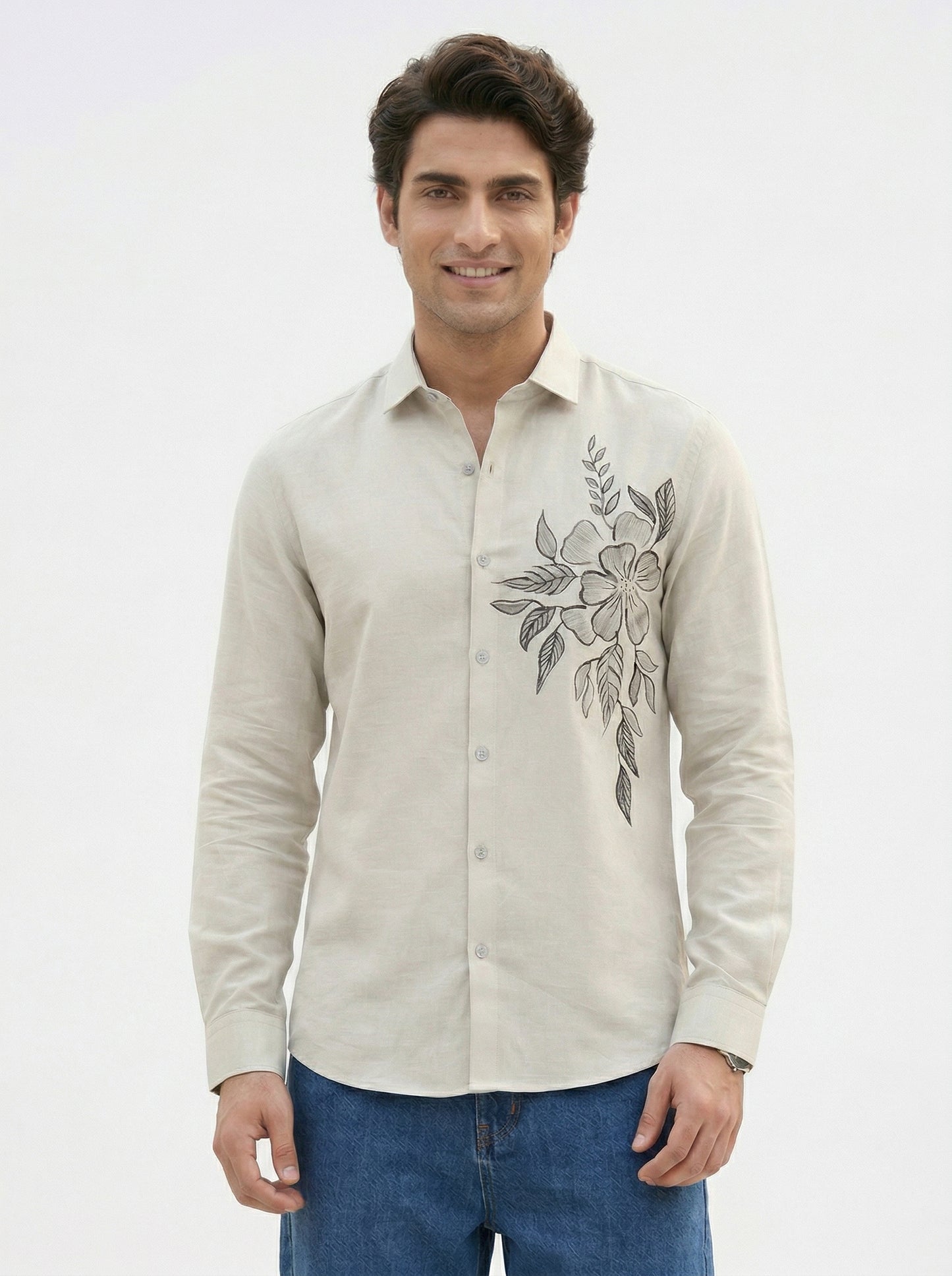 Men's Floral Graphic Print Casual Shirt