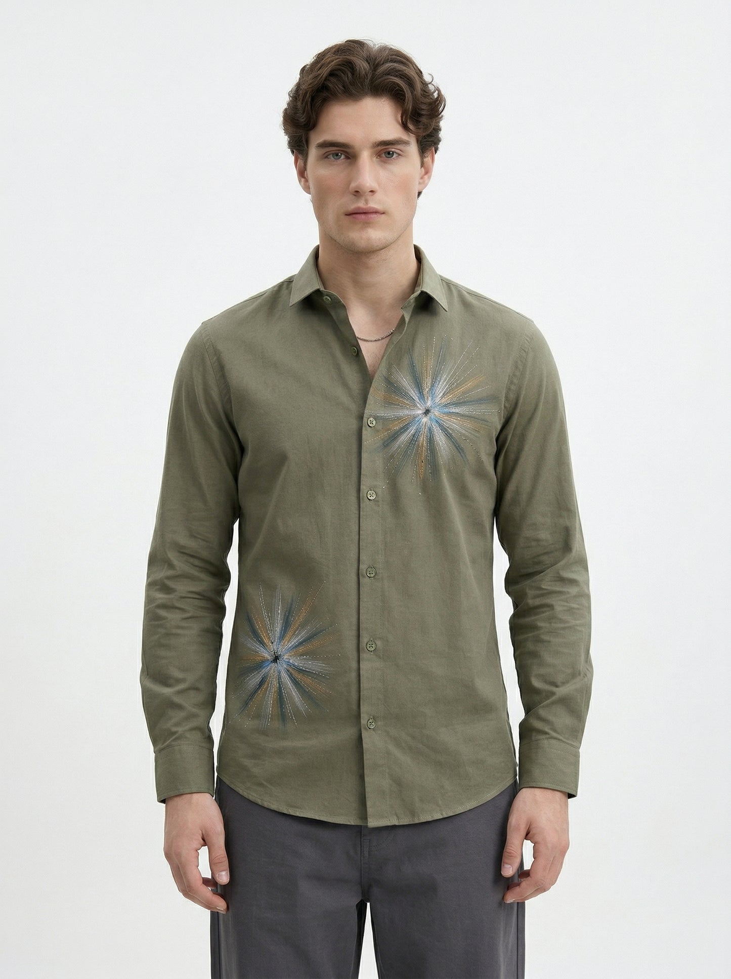 Men's Starburst Graphic Print Casual Shirt
