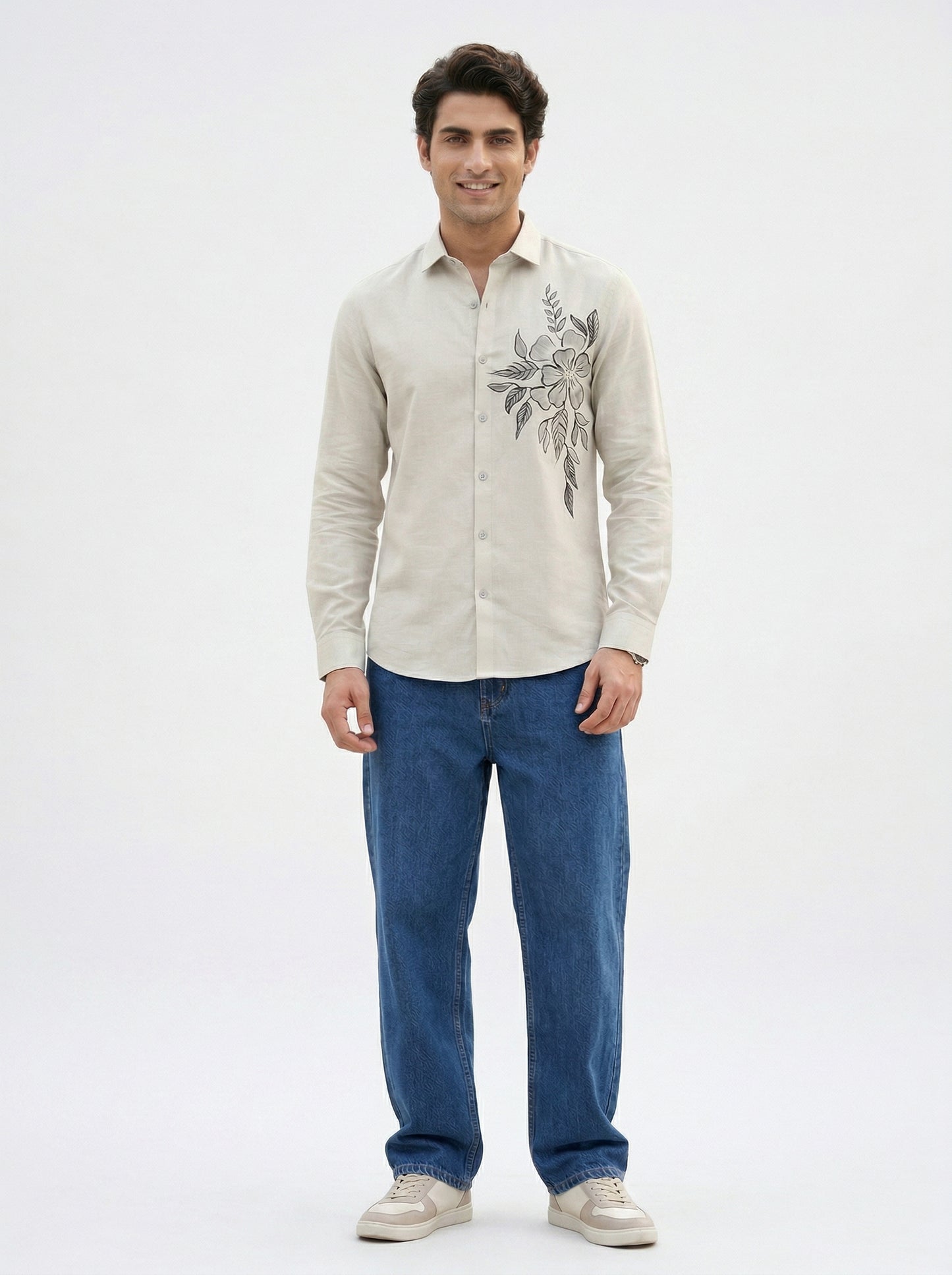 Men's Floral Graphic Print Casual Shirt