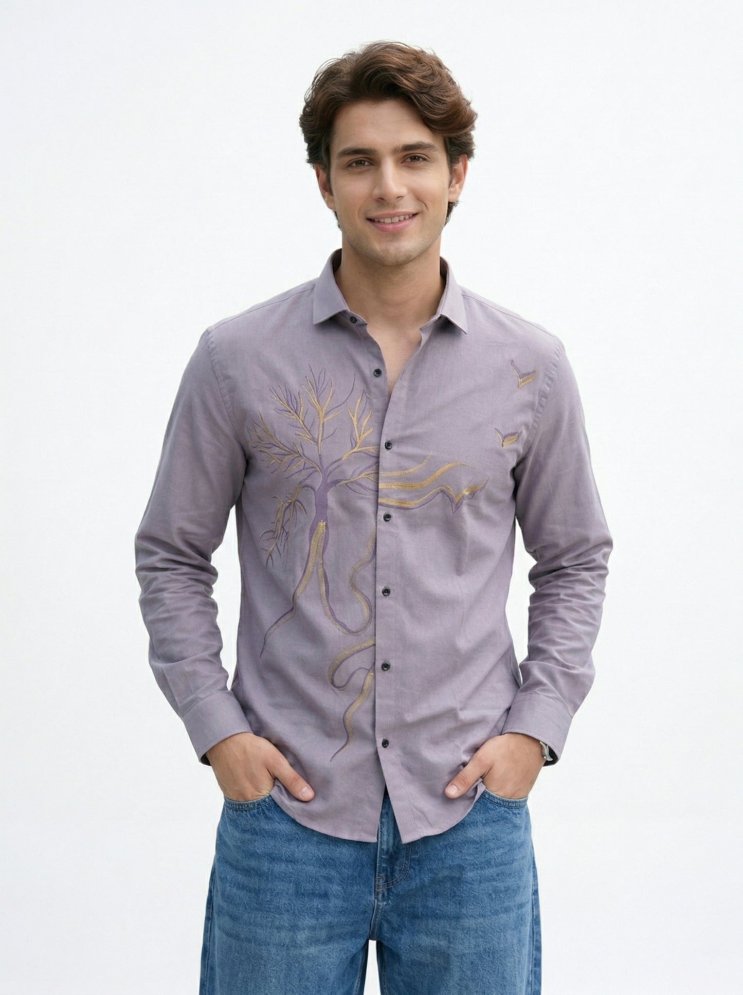 Men's Tree Graphic Print Premium Casual Shirt