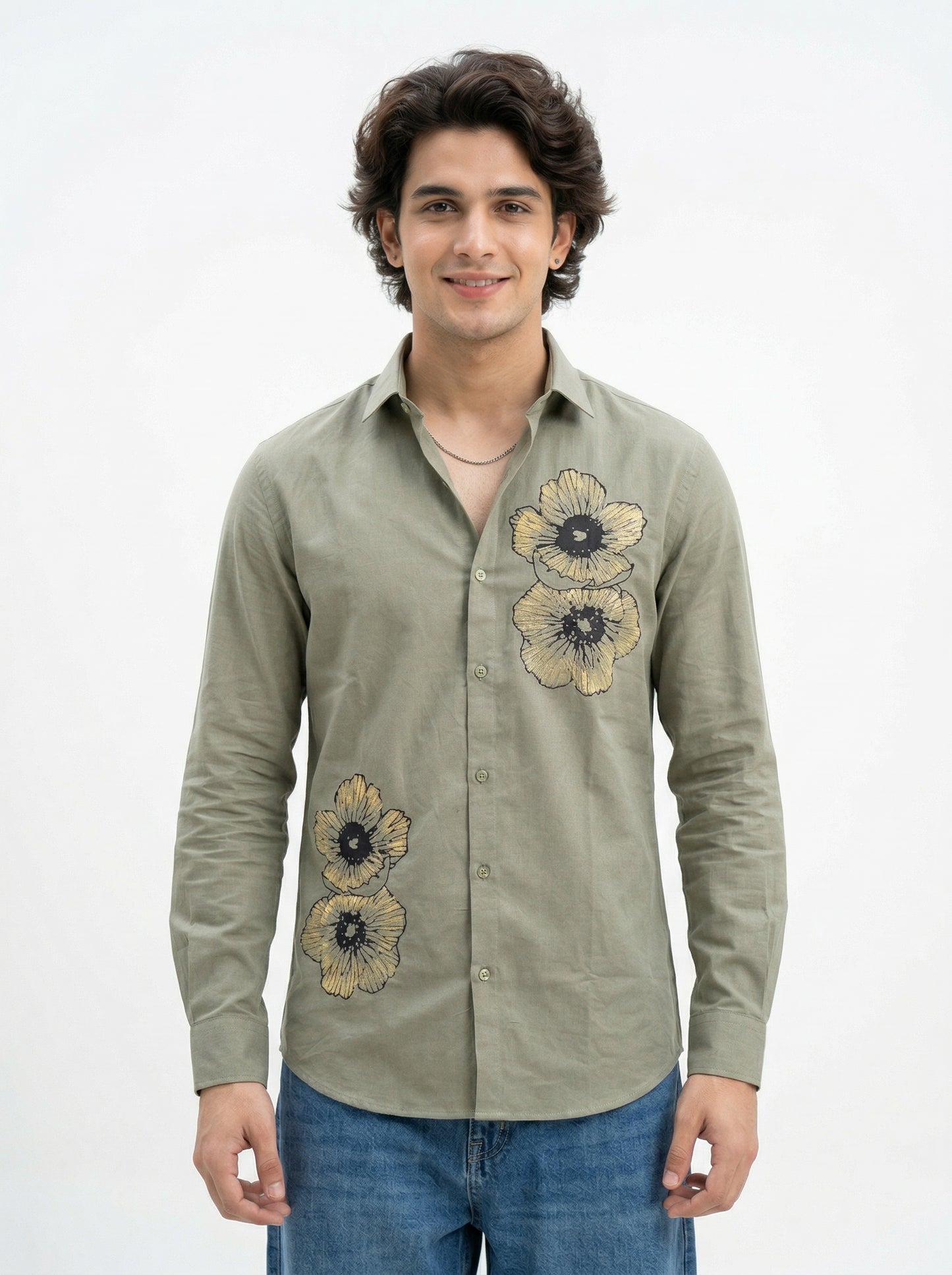 Men's Floral Graphic Print Casual Shirt
