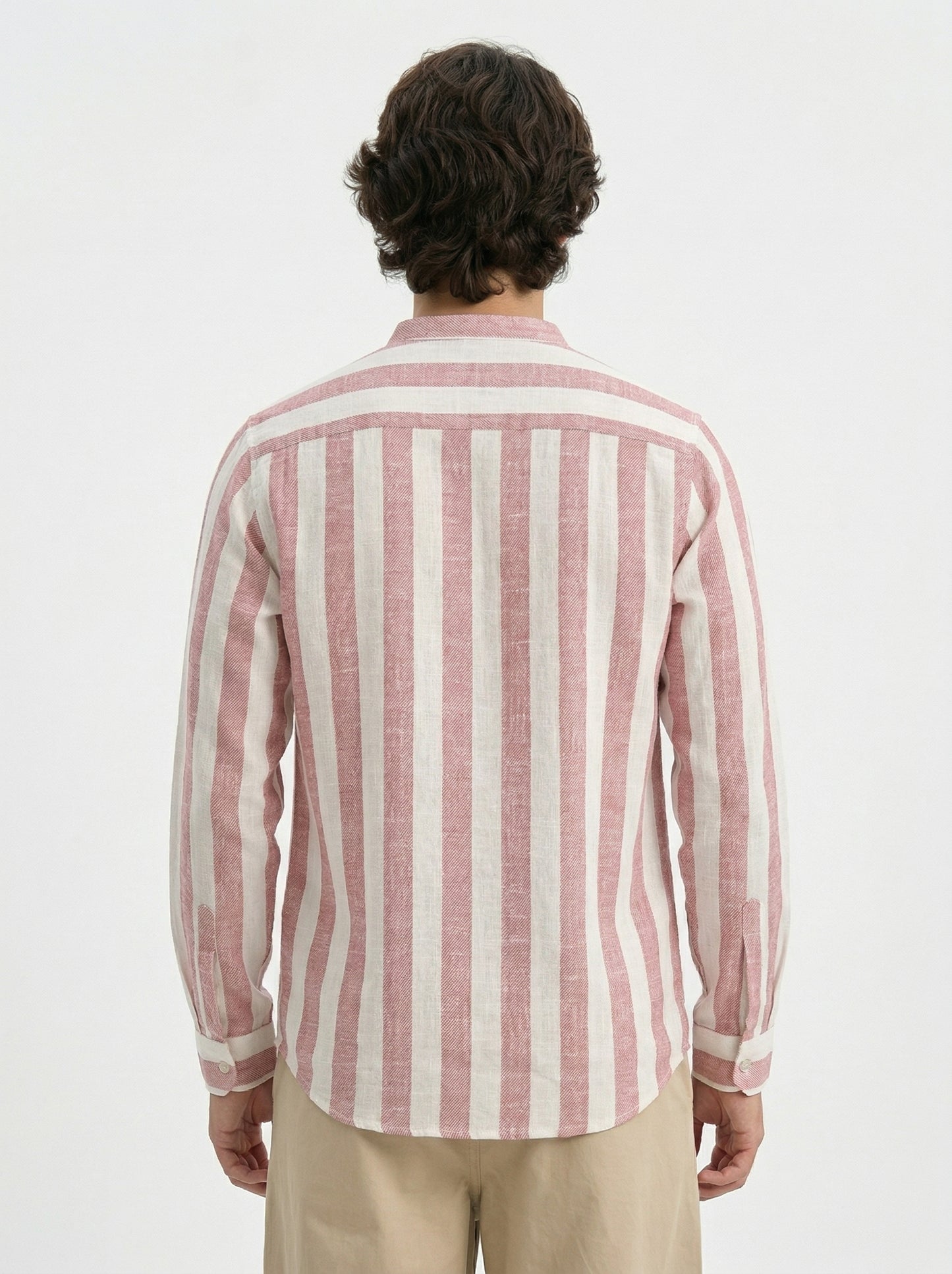 Men's Striped Short Kurta Shirt with Ethnic Embroidery