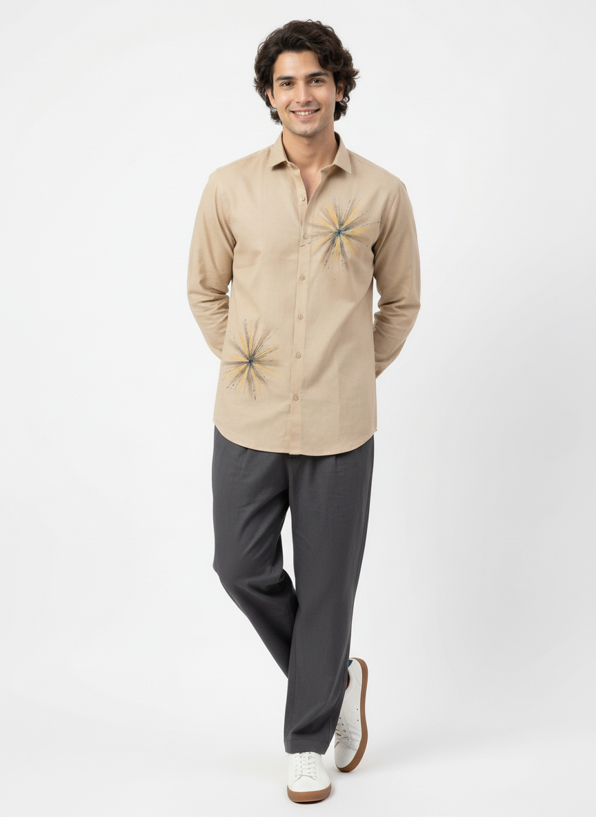 Men's Starburst Graphic Print Casual Shirt
