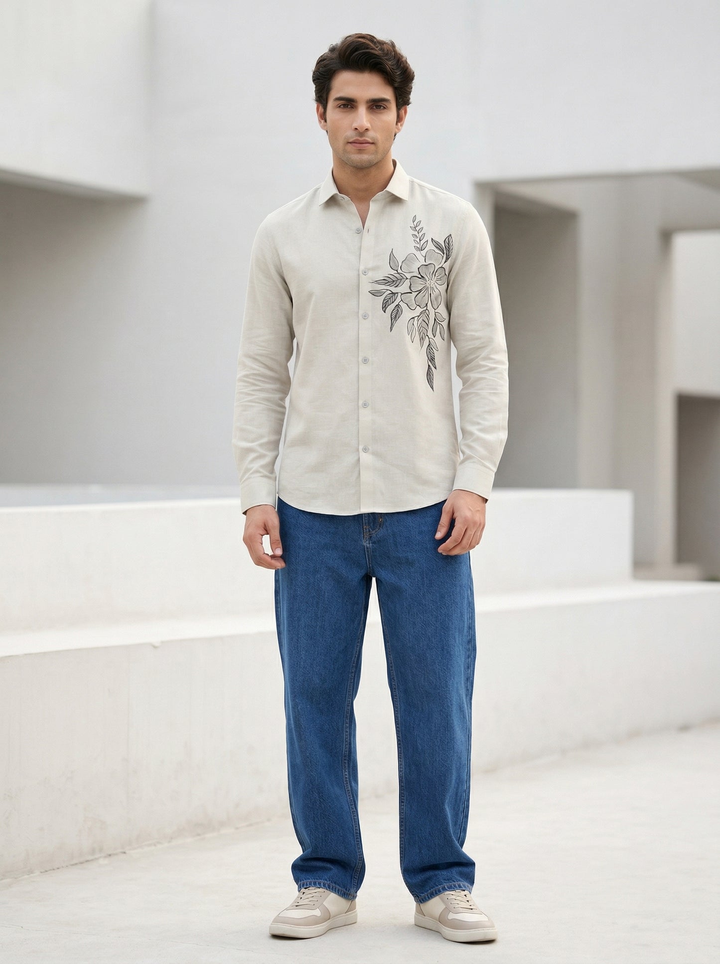Men's Floral Graphic Print Casual Shirt