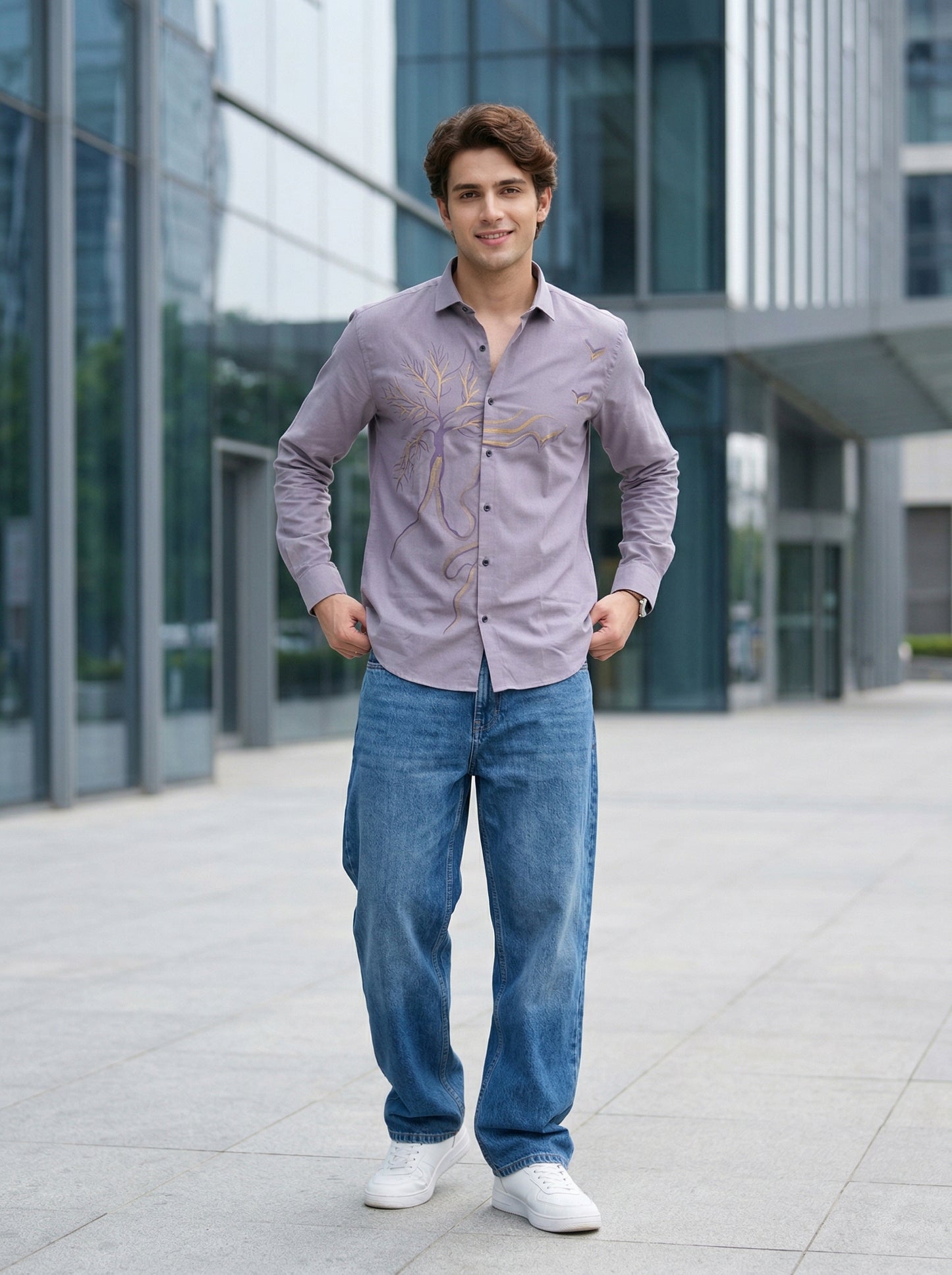Men's Tree Graphic Print Premium Casual Shirt