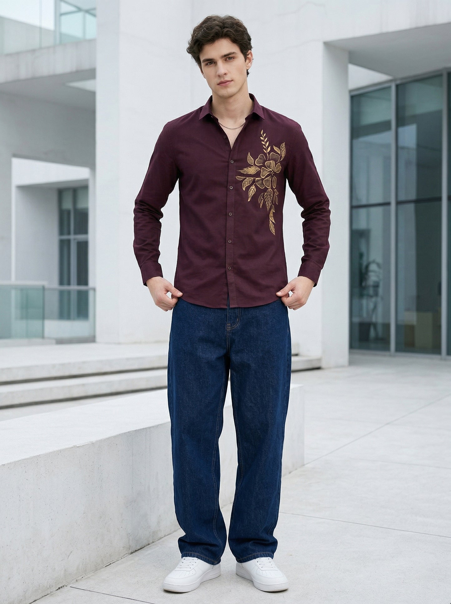 Men's Floral Graphic Print Casual Shirt