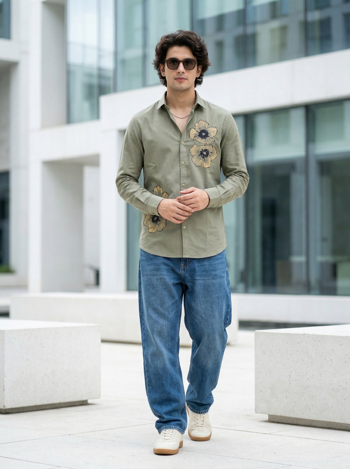 Men's Floral Graphic Print Casual Shirt