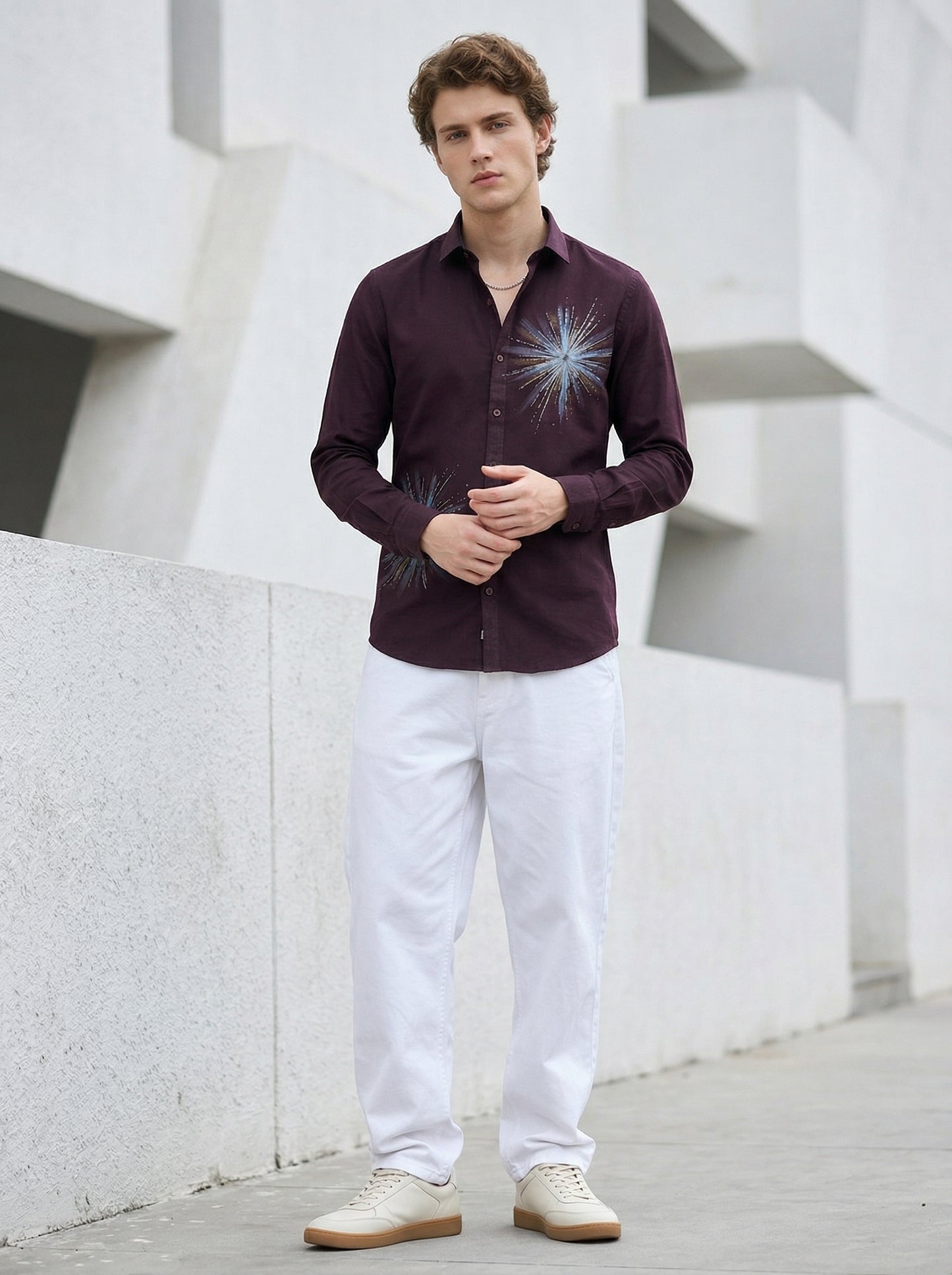 Men's Starburst Graphic Print Casual Shirt